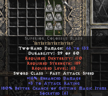 colossus blade magic find d2 name diablo base