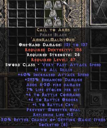 diablo 2 call to arms best weapon