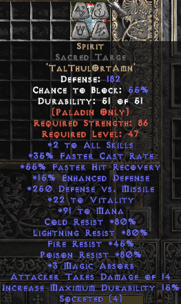 Diablo2 sacred targe