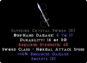 3 Sockets Crystal Sword 15 ED Diablo 2 Resurrected Buy D2R Items