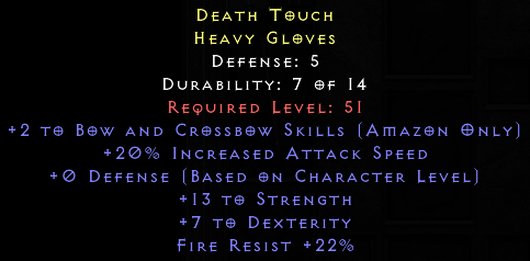 Heavy Gloves: Death Touch - Diablo 2 Resurrected - Buy D2R Items